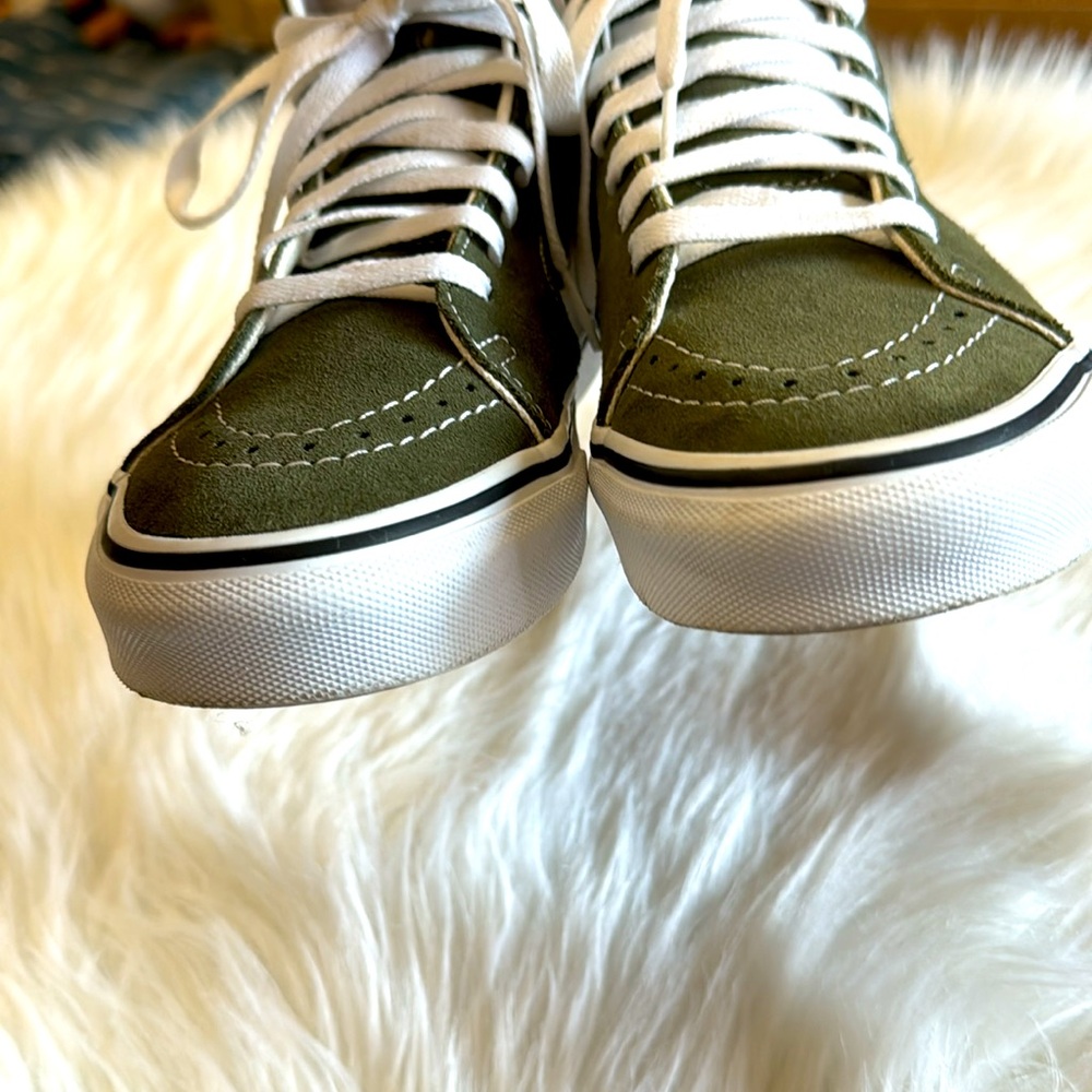 Vans Sk8 Hi Top Sneakers Olive Green Mens 7 Women’s 8.5 - Picture 6 of 12